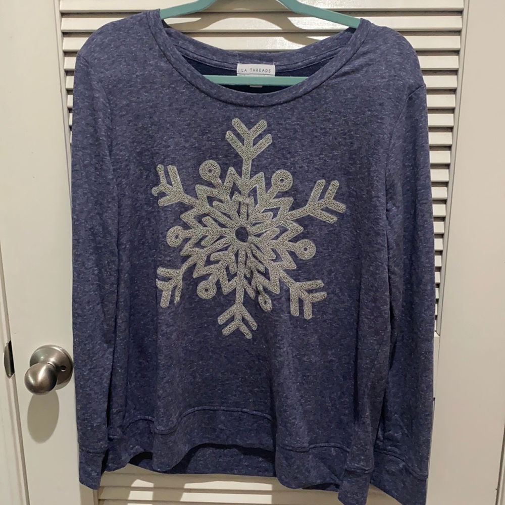 Beaded Snowflake Sweater, Size Large